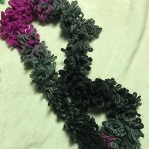 Variegated Pink and Gray Handmade Loopy Scarf NWOT